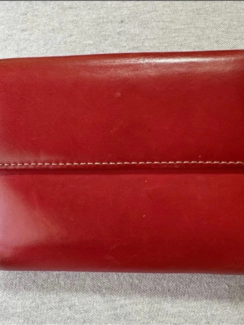 Coach red Leather Buckle Credit Card ID Window Bifold Square Wallet - Vintage